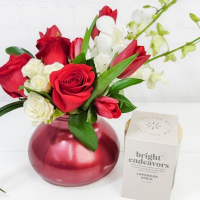 Simply Adoring + Candle - Valentine's Day Bouquet