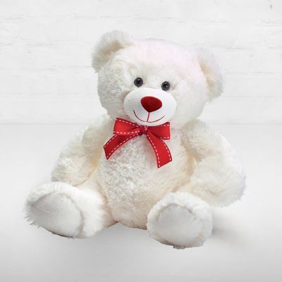 15” Large White Bear with Bow